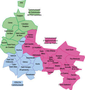 Carte des communes du SMNDdepuis le changement de périmètre en 2022